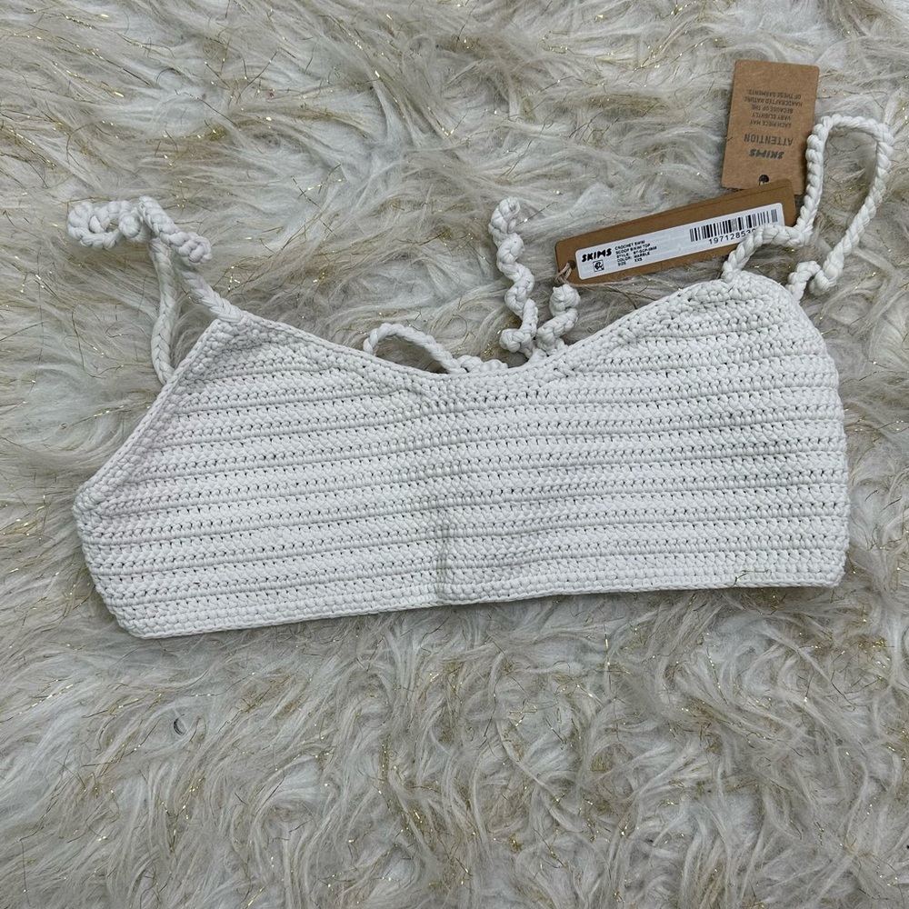 Skims crochet swim scoop bikini top in marble size xxs
